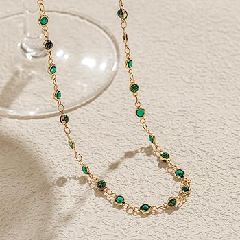 Amazon.co.jp: ALRNBY 女性用エメラルドネックレス 18Kゴールド